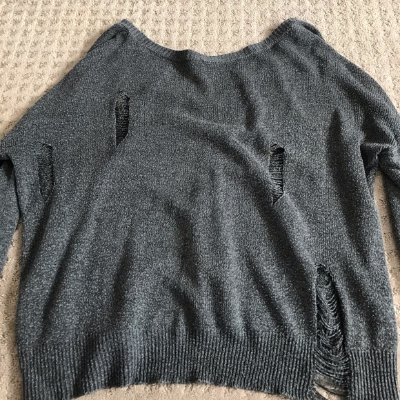 grey distressed sweater - Picture 2 of 4